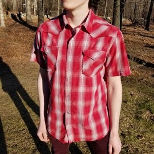 Vintage Urban Pipeline Flannel Shirt in Red